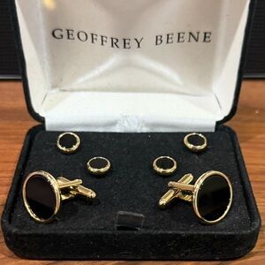 Geoffrey Beene Gold and Black Formal Cuff Links and shirt studs.